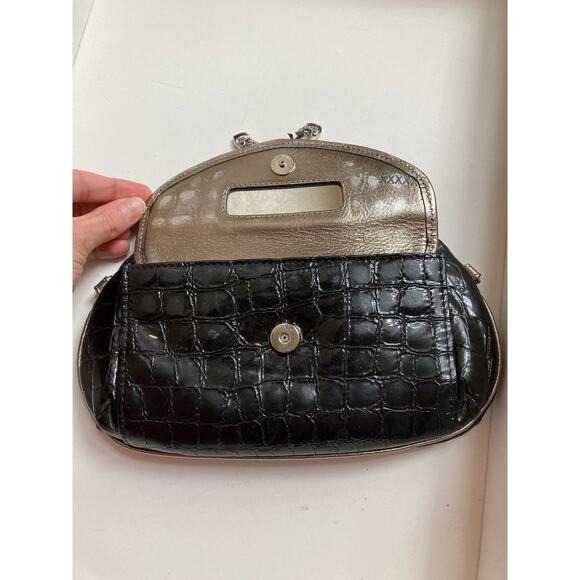 BRIGHTON MINI LEATHER ANIMAL PRINT CROSSBODY METALIC BOW - Picture 7 of 12